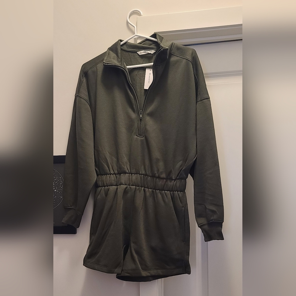 Zip Up Fleece, Long Sleeve, Mock Neck Romper